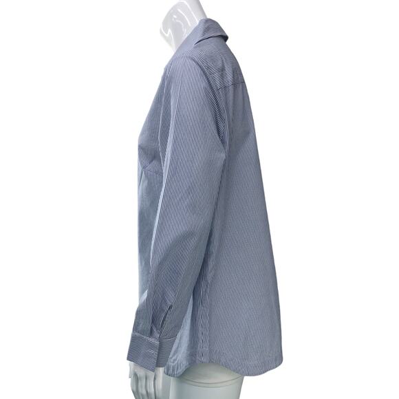 Ming Wang Womens Size S Button Front and Back Top Blue White Stripe Tunic Length - Picture 5 of 15